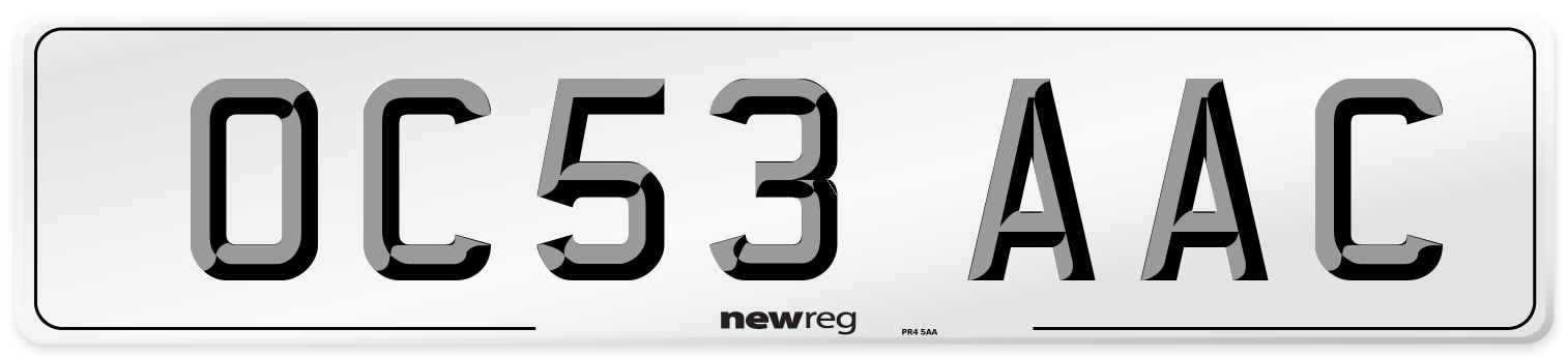 OC53 AAC Number Plate from New Reg